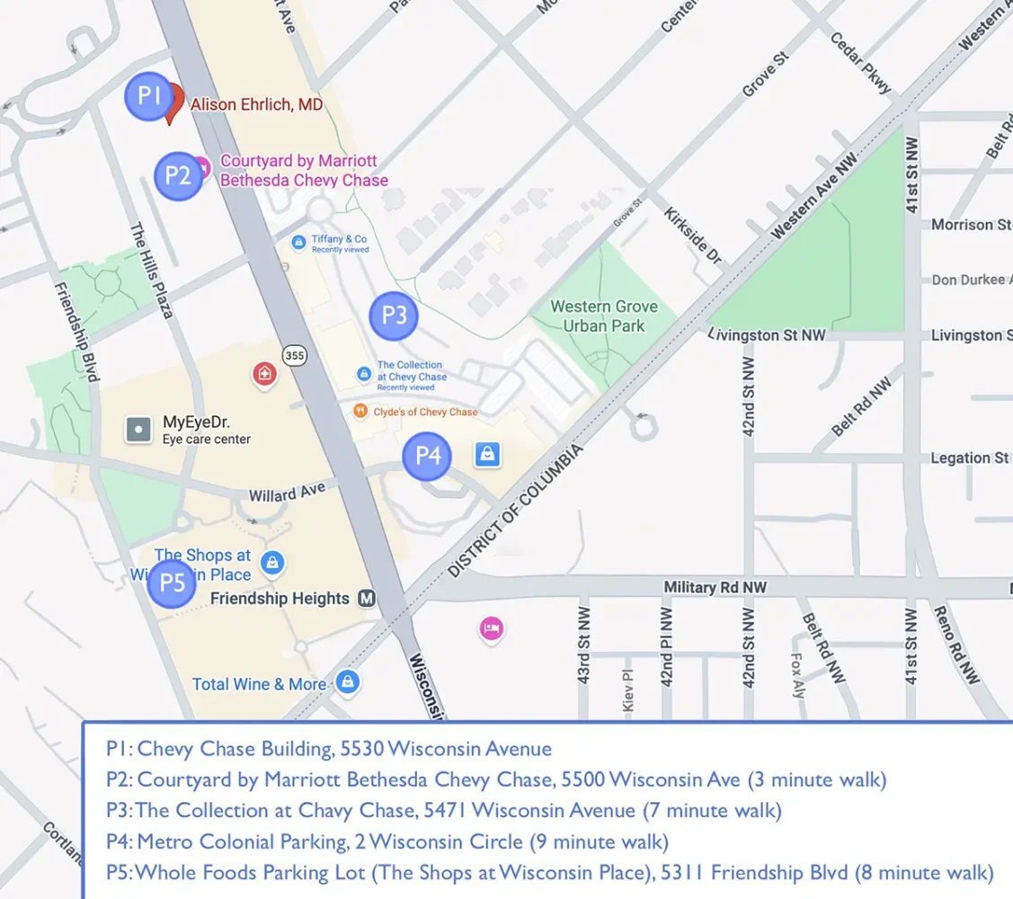 Parking map for Dr. Allison Ehrlich